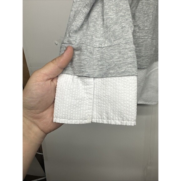 Tommy Hilfiger Women’s Layered Look Sweater Shirt Top Gray White Collared XL - Picture 4 of 12